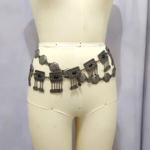 Lot of 2 Chain Concho, Boho, Gypsy Magic Belts, Small Medium, Metal, Renn Faire